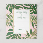 熱帯離れ緑のピンク結婚の折り曲げエスコート プレイスカード (外部開封)