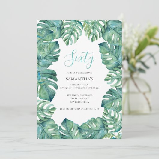 熱帯離れ誕生日60TH招待状印刷 招待状 (スタンド正面)