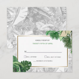 熱帯離れ金ゴールド緑植物性rsvp 招待状