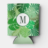 熱帯離れ雨林の葉ジャングルモノグラム 缶クーラー (正面)