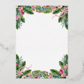 熱帯離れ | ピンクのフローラブライダルブランチ 箔招待状 (裏面)