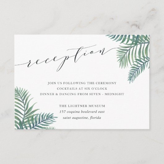 熱帯雨木婚礼レセプションカード エンクロージャーカード (正面)