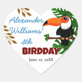 熱帯雨林かわいいトカン鳥キッズバースデーパーティー ハートシール