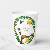 熱帯雨林かわいいフクロウオウムとうかん鳥誕生日 紙コップ (裏面)