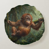 熱帯雨林に棲むオランウータン ラウンドクッション (裏面)