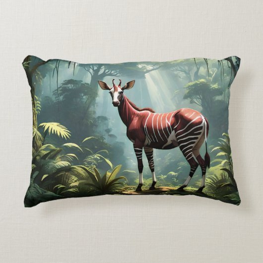 熱帯雨林のオカピ(Zebra Giraffe) アクセントクッション (正面)