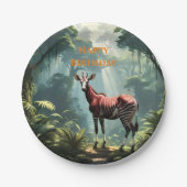 熱帯雨林のオカピ(Zebra Giraffe) ペーパープレート (正面)