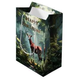 熱帯雨林のオカピ(Zebra Giraffe) ミディアムペーパーバッグ