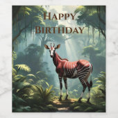 熱帯雨林のオカピ(Zebra Giraffe) ワインラベル (シングルラベル)