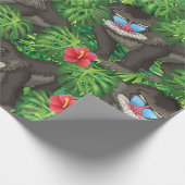 熱帯雨林のジャングルのヒヒの野生動物 ラッピングペーパー (角)