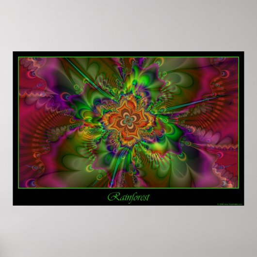 熱帯雨林のポスター – 緑縁ど ポスター (正面)