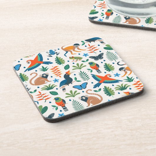熱帯雨林の動物のパターン コースター (左側)