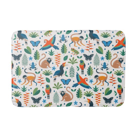 熱帯雨林の動物のパターン バスマット (正面)