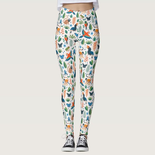 熱帯雨林の動物のパターン レギンス (正面)