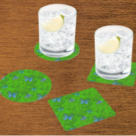 熱帯雨林の夢 トロピカル+つる植物+蝶々 スクエアペーパーコースター