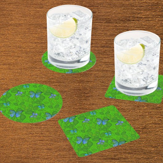 熱帯雨林の夢 トロピカル+つる植物+蝶々 スクエアペーパーコースター