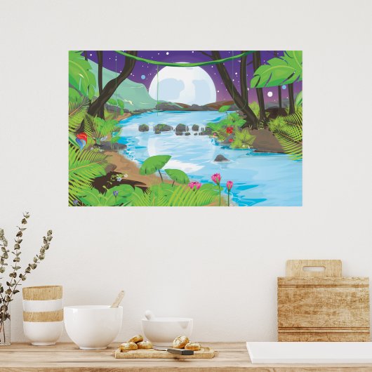 熱帯雨林の川 ポスター (キッチン)