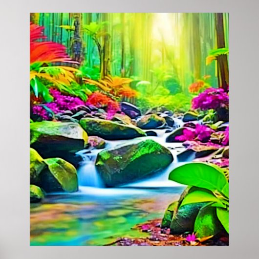 熱帯雨林の川：鮮やかなシーン ポスター (正面)