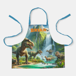 熱帯雨林の恐竜パーソナライズされた エプロン