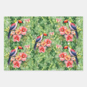 熱帯雨林の水彩フローラトウカン ラッピングペーパーシート (正面3)