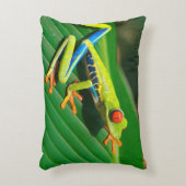 熱帯雨林の緑の目が赤いアマガエル アクセントクッション (正面(垂直))