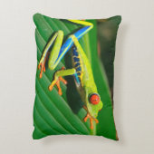 熱帯雨林の緑の目が赤いアマガエル アクセントクッション (裏面(縦))