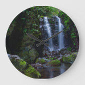 熱帯雨林の美しい滝 ラージ壁時計 (正面)