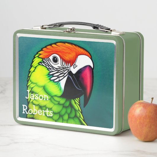 熱帯雨林の美しい:エキゾチックな野生のオウム メタルランチボックス (インサイチュ)