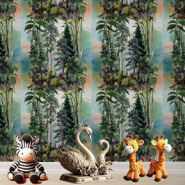 熱帯雨林の背の高い木々緑の自然水色 壁紙