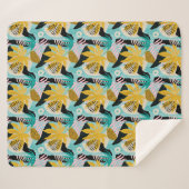 熱帯雨林の葉パターン シェルパブランケット (正面(横))