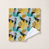 熱帯雨林の葉パターン バスタオルセット (ウォッシュタオル)