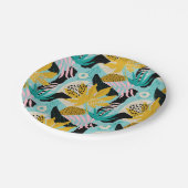 熱帯雨林の葉パターン ペーパープレート (アングル)