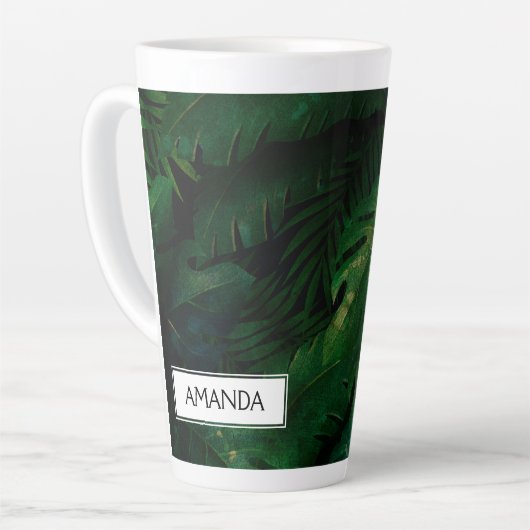 熱帯雨林の葉緑葉 カフェラテマグ (左アングル)