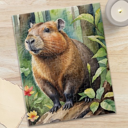熱帯雨林の野生動物 カピバラのイラスト ジグソーパズル
