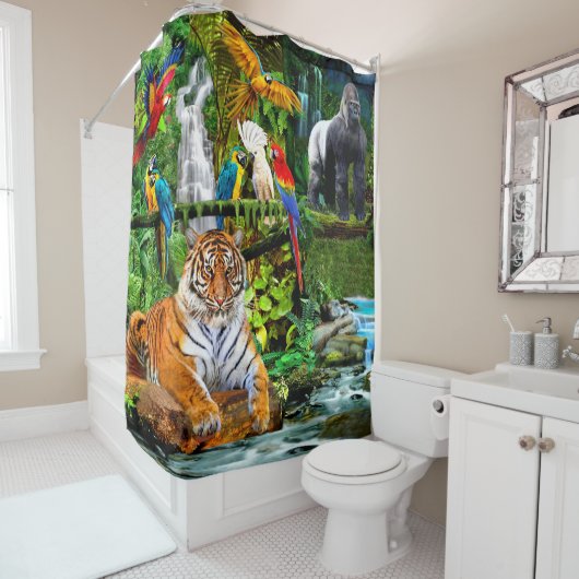 熱帯雨林の野生生物 シャワーカーテン (インサイチュ)