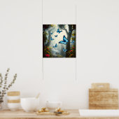 熱帯雨林の青いモルフォ蝶 ポスター (キッチン)