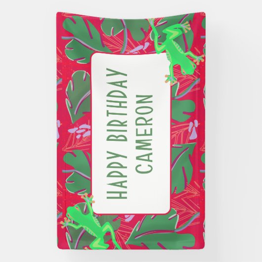 熱帯雨林カエル誕生日 横断幕 (縦)