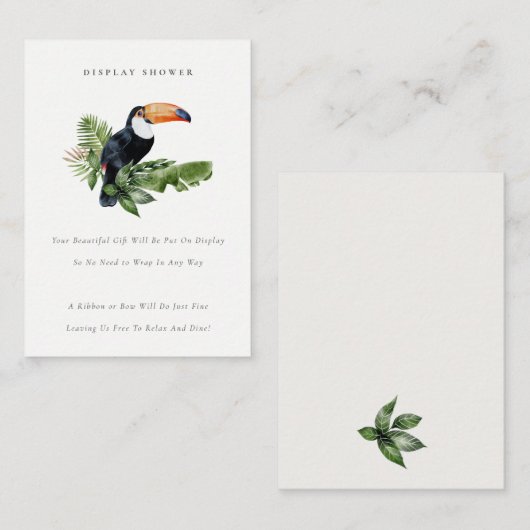 熱帯雨林トゥーカンが赤ちゃんシャワーを表示 エンクロージャーカード (正面/裏面)