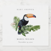 熱帯雨林トゥーカンの葉ベビーシャワー ビールラベル (シングルラベル)