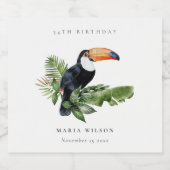 熱帯雨林トゥーカン動物類任意の年齢誕生日 ビールラベル (シングルラベル)