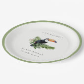 熱帯雨林トゥーカン動物類任意の年齢誕生日 ペーパープレート (アングル)