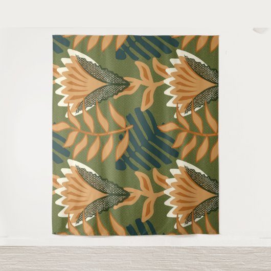 熱帯雨林フローラブロッサムデザイン タペストリー (正面)