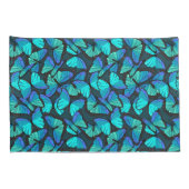 熱帯雨林ブルーかわいらし蝶プリント 枕カバー (裏面-右)