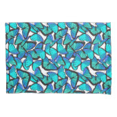 熱帯雨林ブルーかわいらし蝶プリント 枕カバー (正面左)