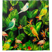 熱帯雨林葉の鳥 シャワーカーテン (正面)