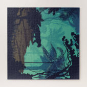 熱帯雨林、ジャガー夕べ背景。 ジグソーパズル (横)