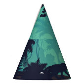 熱帯雨林、ジャガー夕べ背景。 パーティーハット (左)