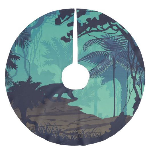 熱帯雨林、ジャガー夕べ背景。 ブラッシュドポリエステルツリースカート (正面)