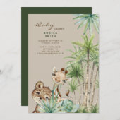熱帯雨粒ベビーアニマルIIベビーシャワー 招待状 (正面/裏面)