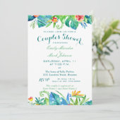 熱帯雨色のフローラカップルのシャワー 招待状 (スタンド正面)